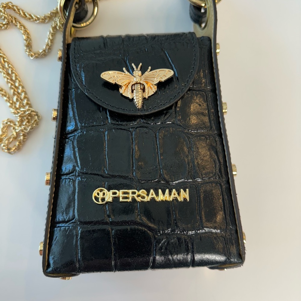 Persaman New York Annette Croc Embossed Shoulder Bag